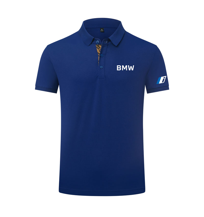 Polo BMW classique uni en coton piqué épais pour homme avec poignets cotelés